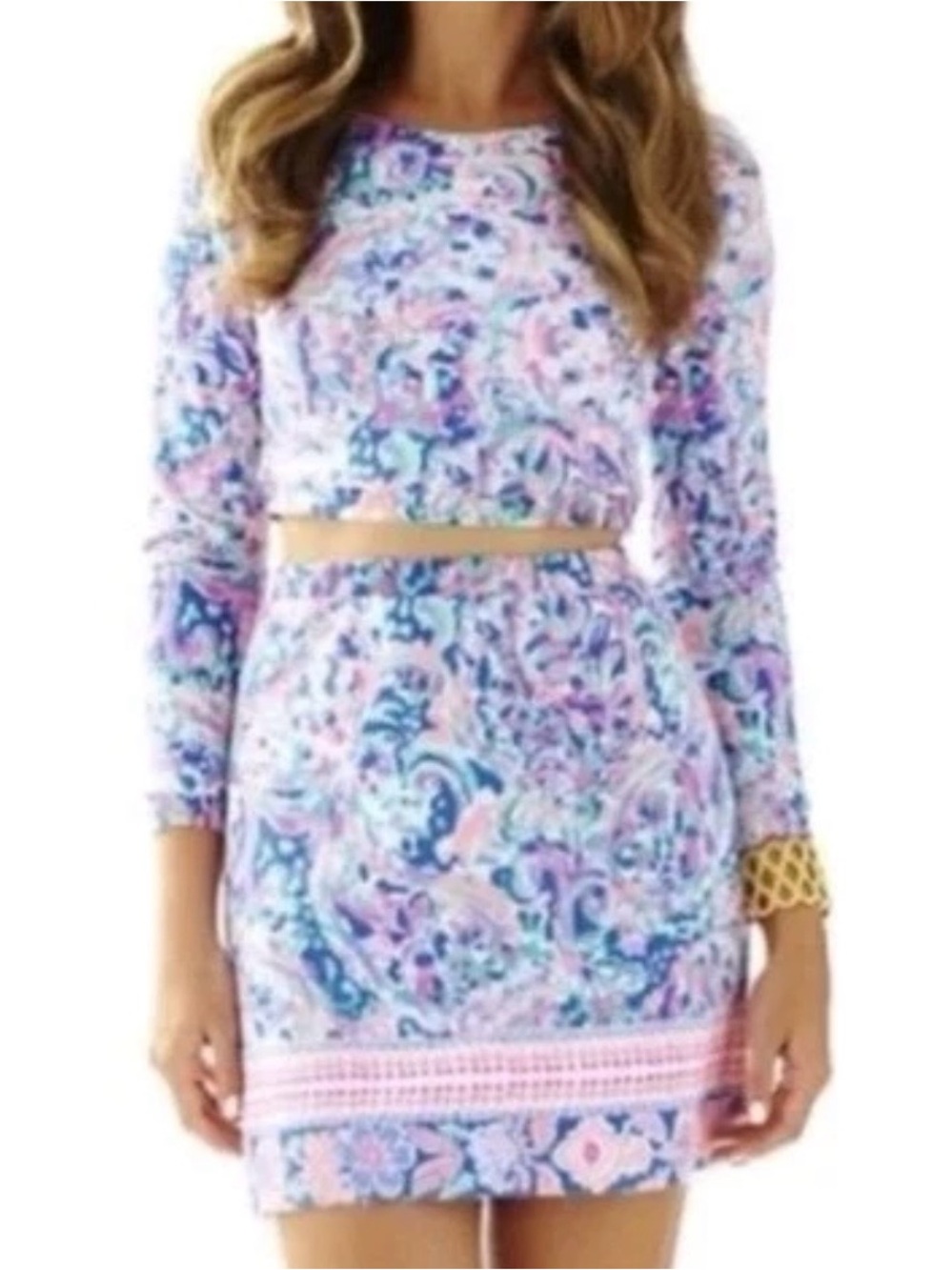 Lilly Pulitzer Boca Chica Set La Playa 2 piece Crop Top Skirt Size XS Rare